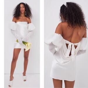 For Love & Lemons White Off-Shoulder Mini Dress